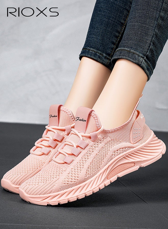 ريوكس أحذية الجري النسائية، أحذية رياضية خفيفة الوزن ومانعة للانزلاق، أحذية رياضية غير رسمية سهلة الارتداء من شبكة قابلة للتنفس، أحذية مريحة غير رسمية برباط للمشي، أحذية تنس للسيدات، أحذية رياضية عصرية ناعمة للركض والتمارين الرياضية والجري والمشي لمسافات طويلة وصيد الأسماك والارتداء اليومي، باللون الوردي - Image 2